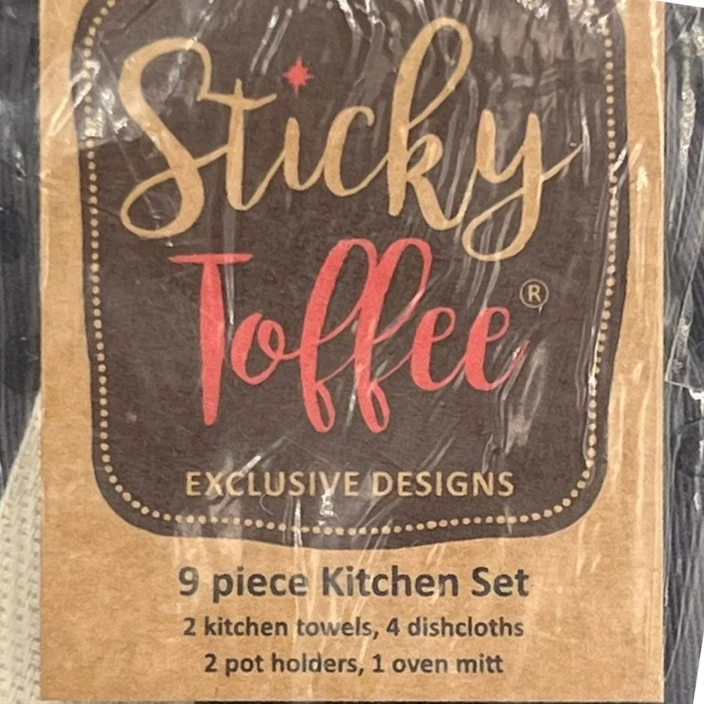 Sticky Toffee Kitchen Set 9 Piece Gray Silicone Cotton Brand New